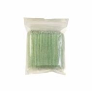 Палочки для маникюра пластиковые зеленые с блестками, 100 шт.